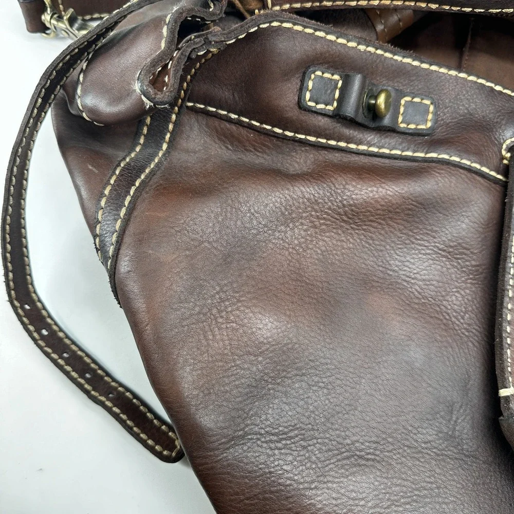 JEAN SHOP Leather Satchel Bag Distressed Large Messenger Tote New York